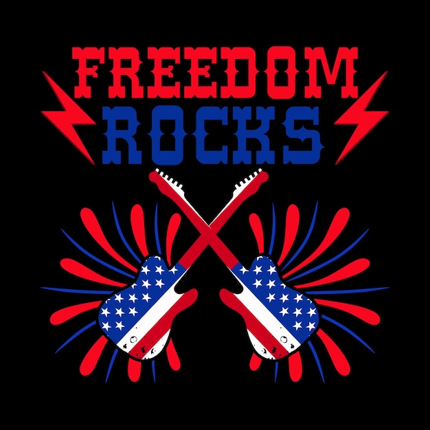 Freedom rock funny retro vintage badge 4th of july sticker and tshirt design