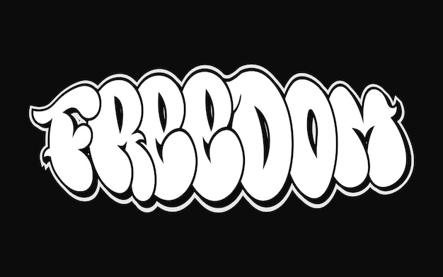 Freedom word trippy psychedelic graffiti style letters