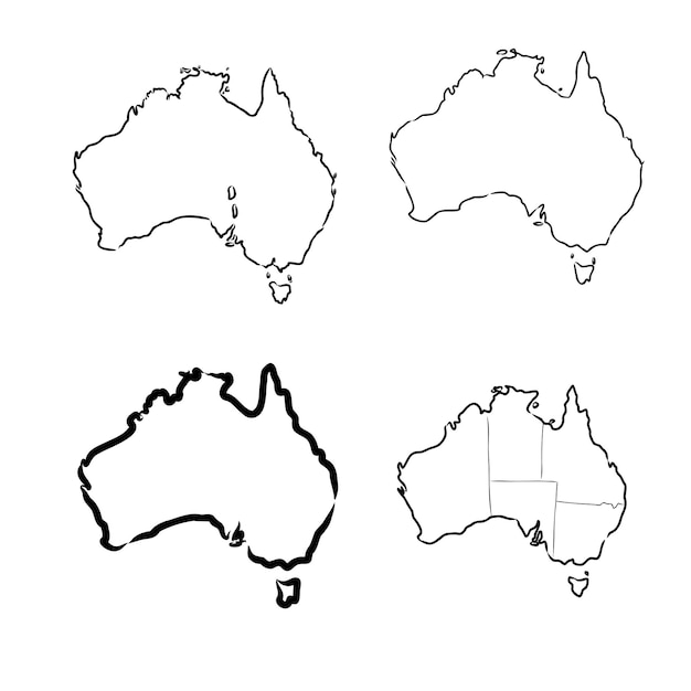 Эскиз карты австралии от руки на белом фоне векторной иллюстрации
