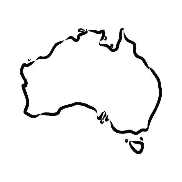 Vector freehand australië kaart schets op witte achtergrond. vector illustratie. australië kaart vector schets