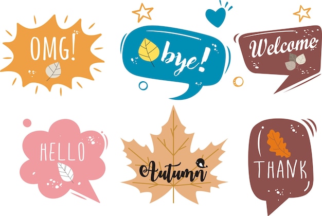 Vector freehand drawn comic book speech bubble cartoon word autumn