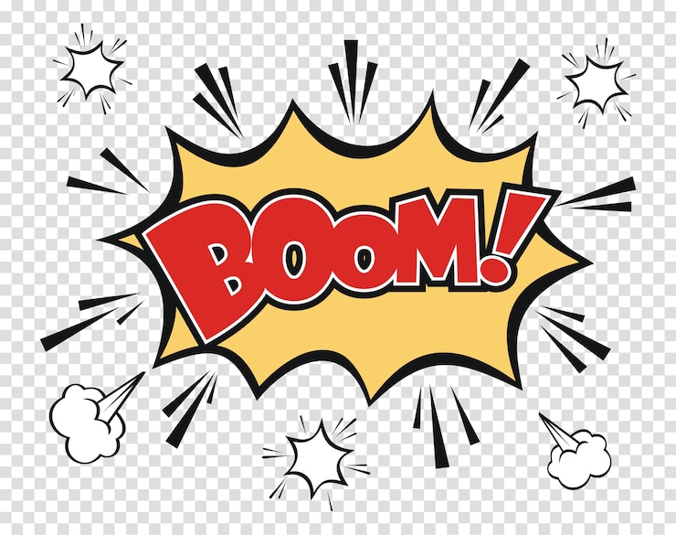 Vector freehand drawn comic speech bubble cartoon word boom