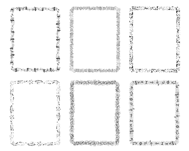 Freehand line doodle borders clipart