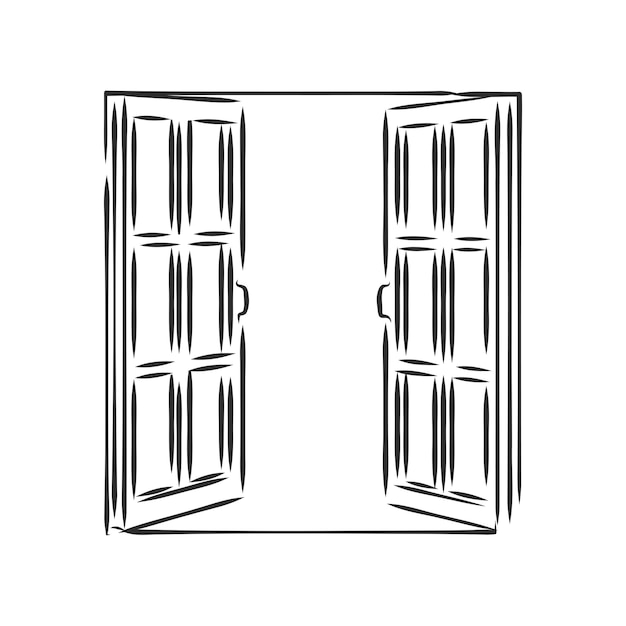 Vector freehand outline black ink hand drawn window vector sketch illustration