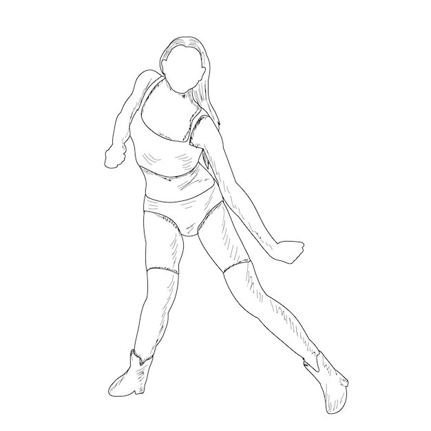 freehand sketch of a girl dancing