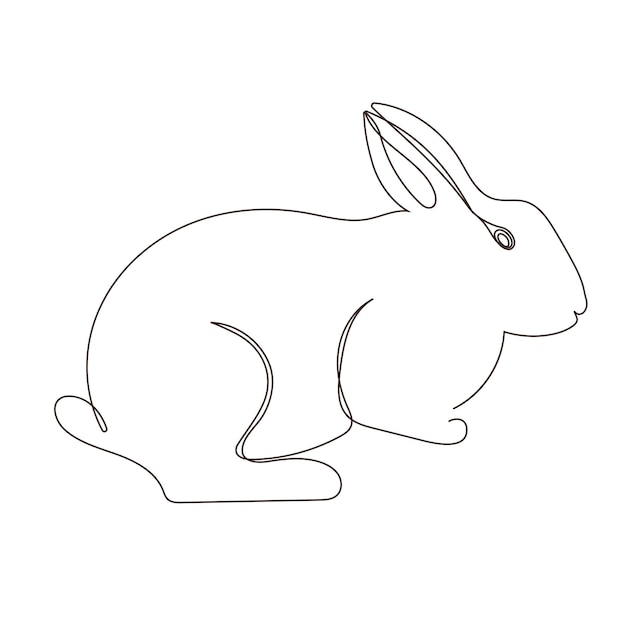 Freehand sketch outline of the silhouette of an animal hare rabbit Continuous one line drawing