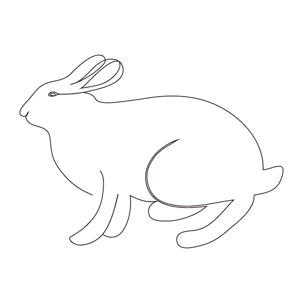 Freehand sketch outline of the silhouette of an animal hare rabbit Continuous one line drawing