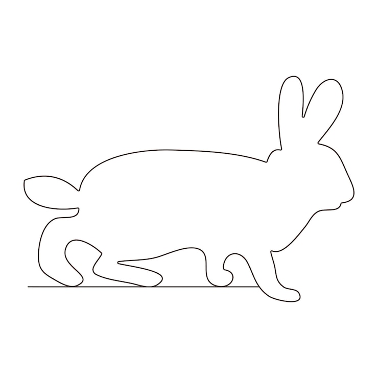 Vector freehand sketch outline of the silhouette of an animal hare rabbit continuous one line drawing