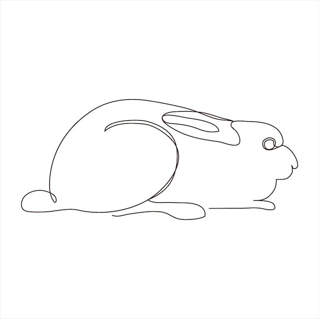 Freehand sketch outline of the silhouette of an animal hare rabbit Continuous one line drawing