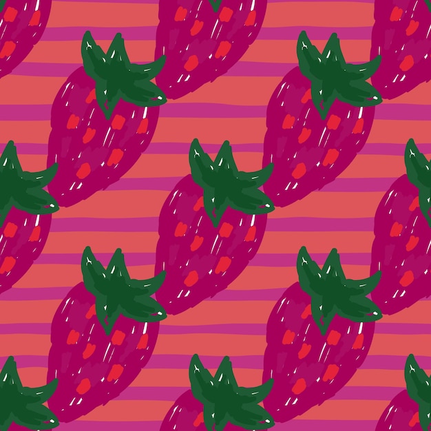 Freehand strawberries seamless pattern doodle strawberry endless wallpaper