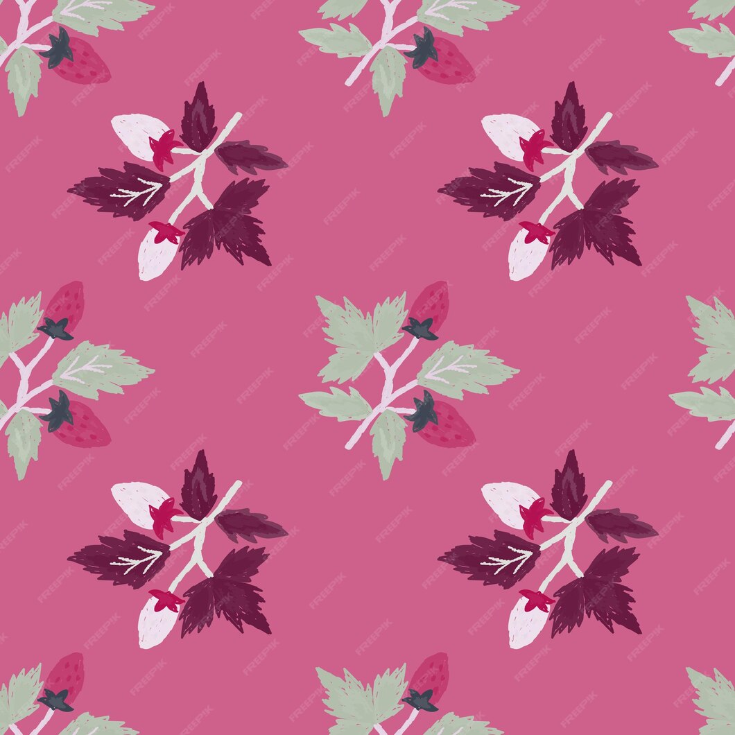 Premium Vector | Freehand wild strawberry branch seamless pattern hand