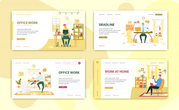 Вектор Фриланс и офисная работа landing page set design