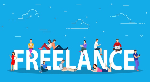 Freelance concept op afstand en op afstand werken