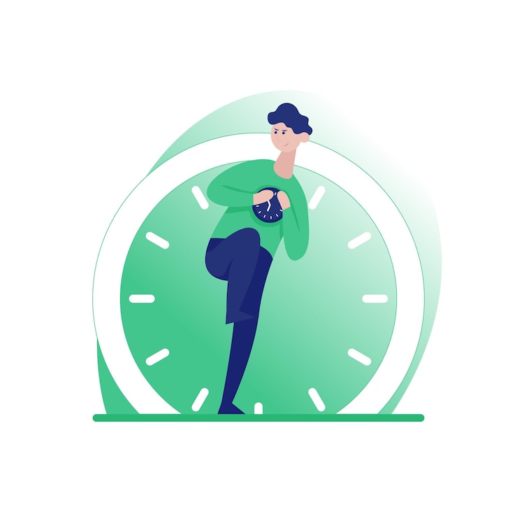 Vector freelance developer holding a clock color vector illustration