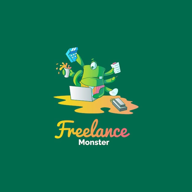 Vettore design del logo vettoriale mostro freelance