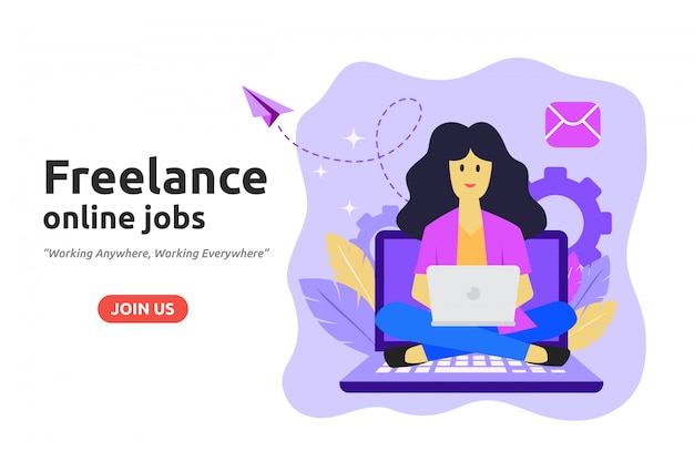 Vector freelance online baanontwerp concept