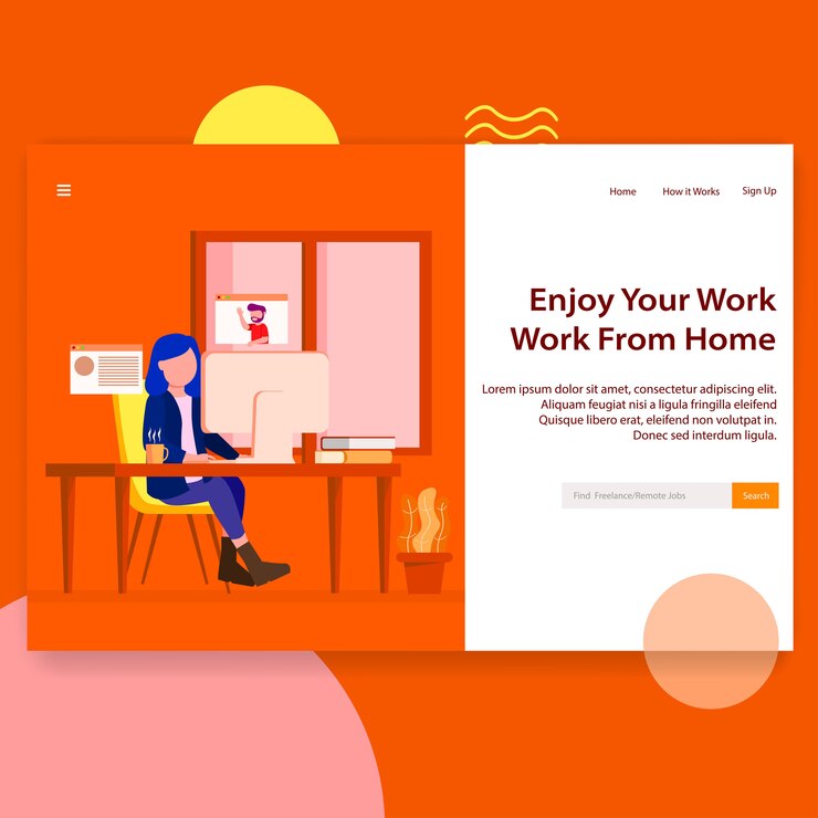 Vector freelance remote job seeker website landing page