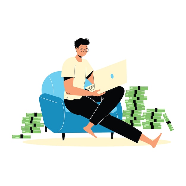 Vettore illustrazione di lavoro freelance