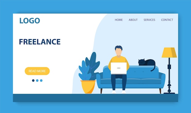 Vector freelance work landing page template