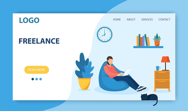 Vector freelance work landing page template