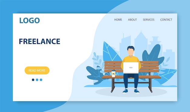 Vector freelance work landing page template