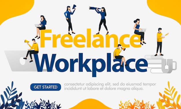 Freelance workplace banner design can also be for posters and websites