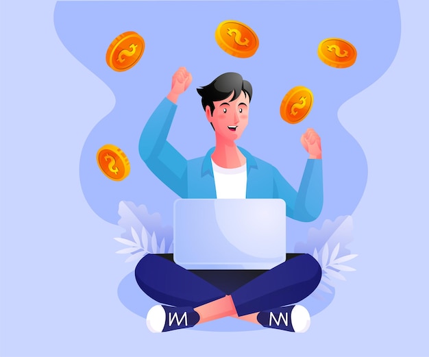 Vector freelancer relax working and make a lot of money