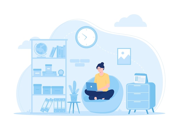 Freelancer work from home trending concept flat illustration