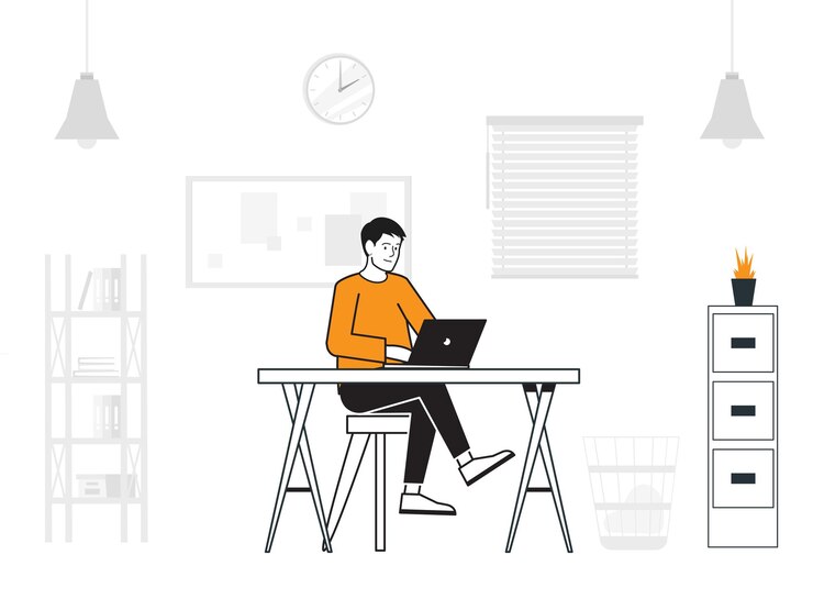 Vector freelancer working from home illustration scenes