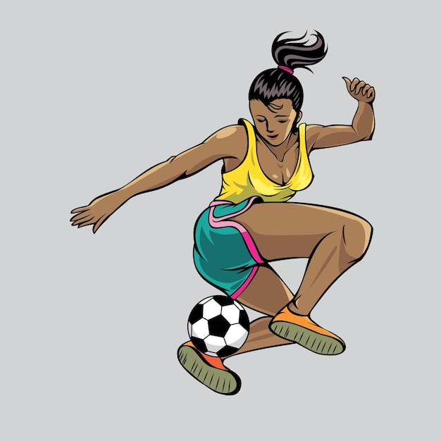 Vector freestyle football girl