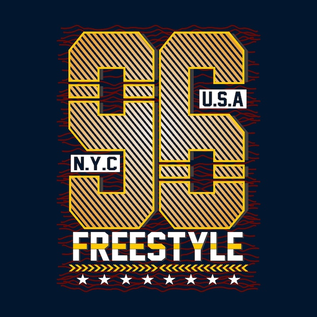 Freestyle new york tee tipografia graphic design illustrazione vettoriale arte vintage su ordinazione