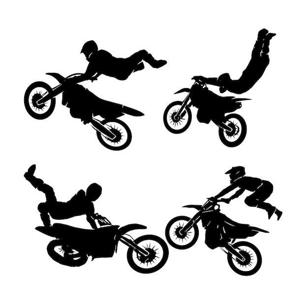 Vettore disegni del logo del motocross del cavaliere del freestyle