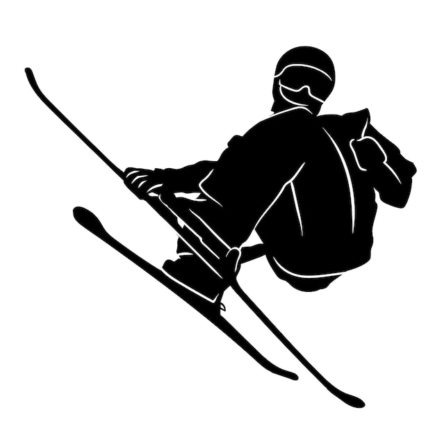 Vector freestyle skiën silhouet illustratie