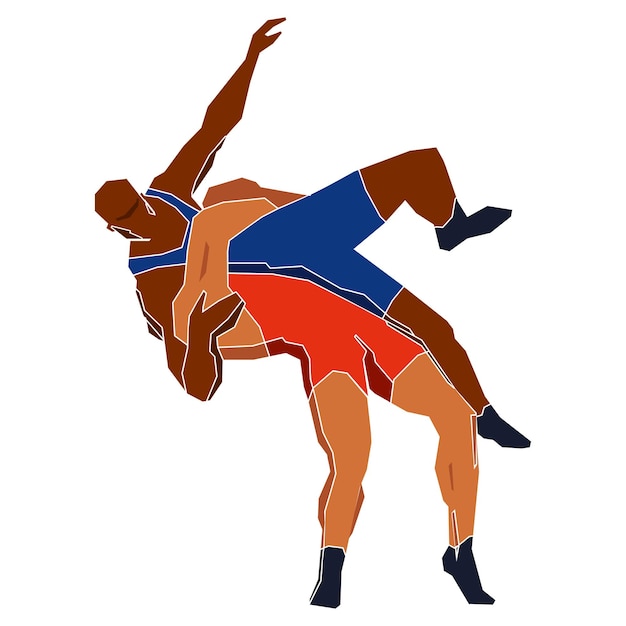 Freestyle wrestling Vector figures of athletes