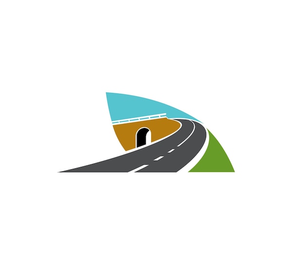 Freeway road turn over bridge vector icon