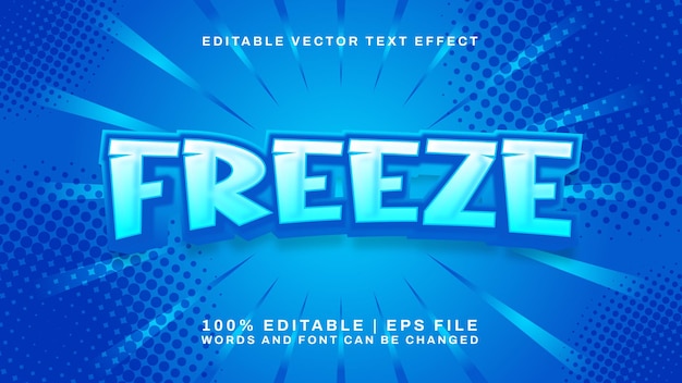 Freeze 3d editable text effect font style