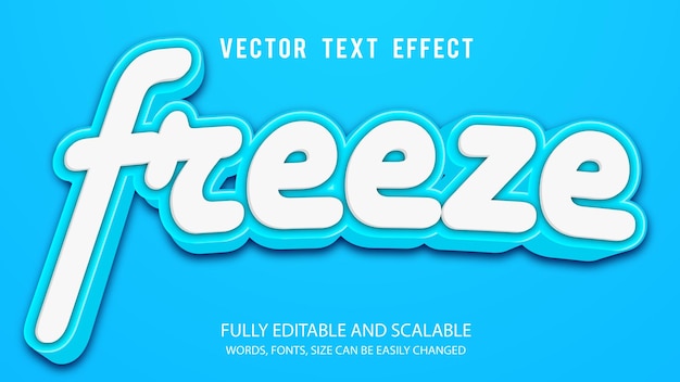 Freeze 3d editable text effect vector with cute background