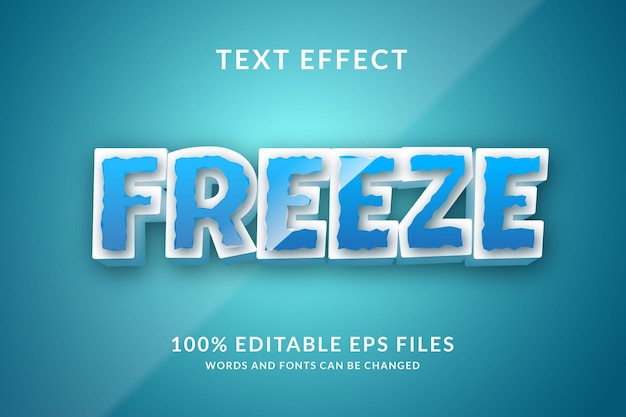 Freeze blue color editable text effect