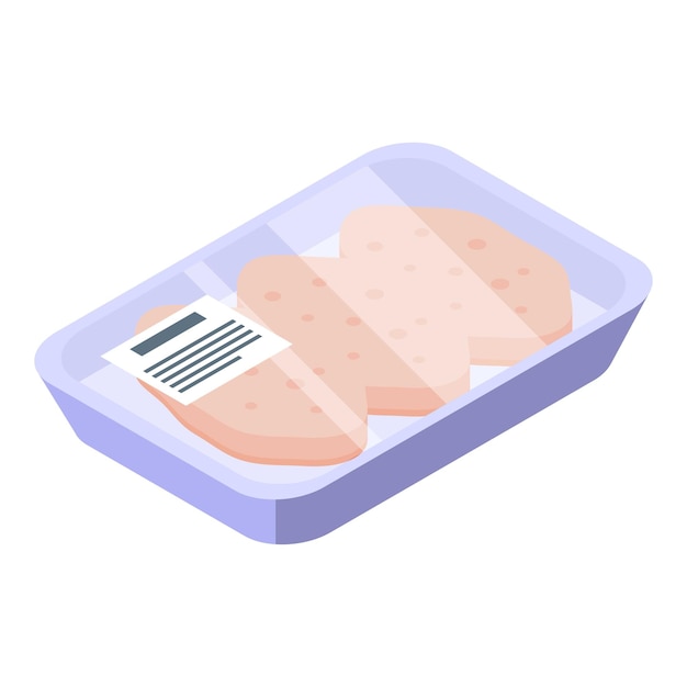 Freeze cutlet icon isometric vector pork tonkatsu curry dish