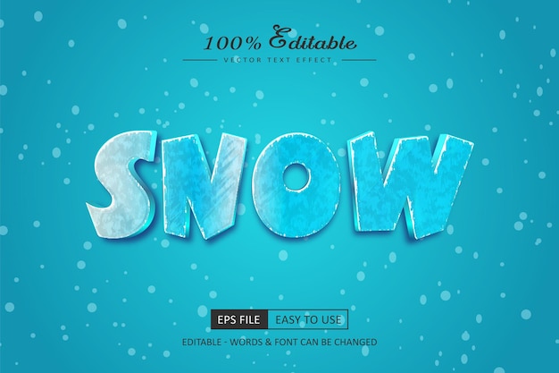 Vector freeze snow text effect with show fall style