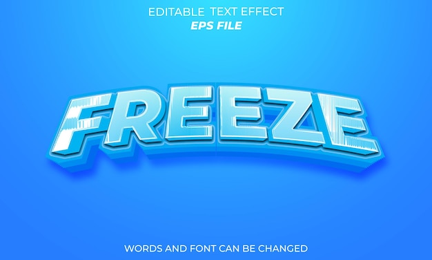 freeze text effect 3d editable text vector template