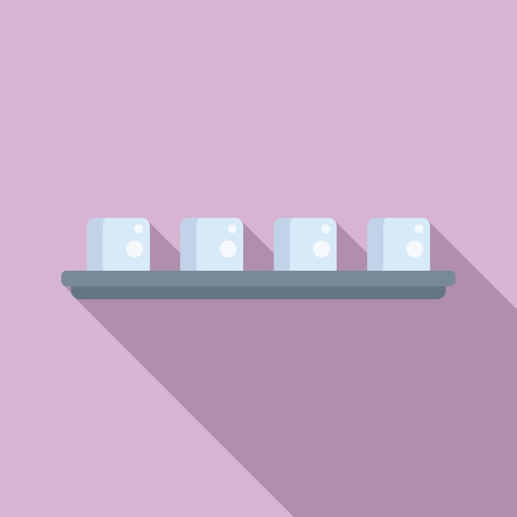 Vector freezer ice cube tray icon flat vector water container melt square