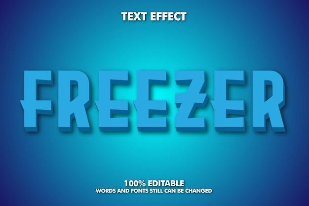 Freezer moderna tipografia 3d in grassetto fantasia cartone animato effetto testo modificabile
