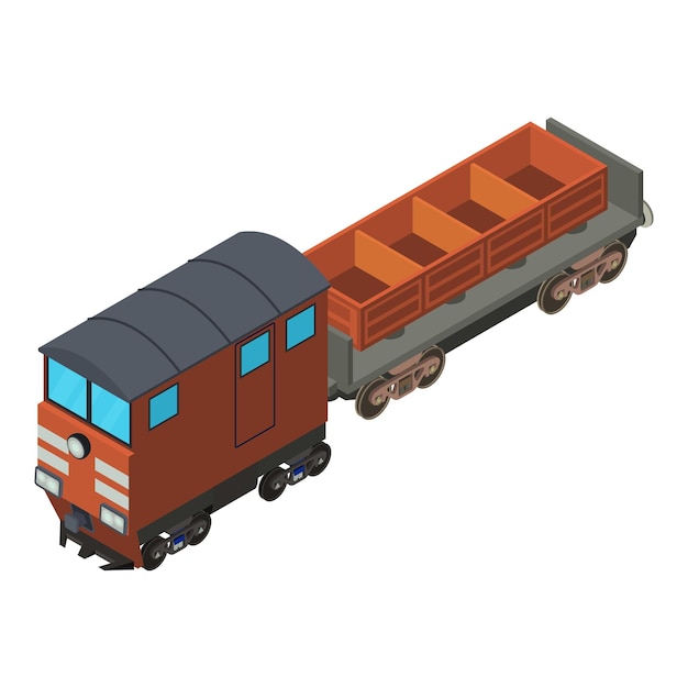 Vector freight train icon isometric illustration of freight train vector icon for web