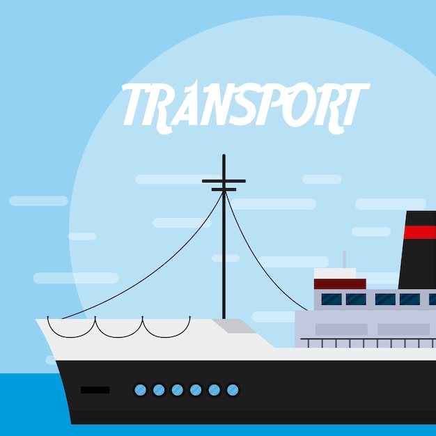 Freigther ship in the sea vector illustration graphic design