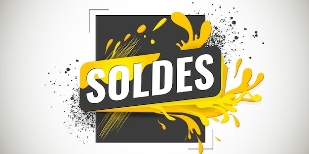 Frenc sale banner with modern design illustration yellow and dark elements