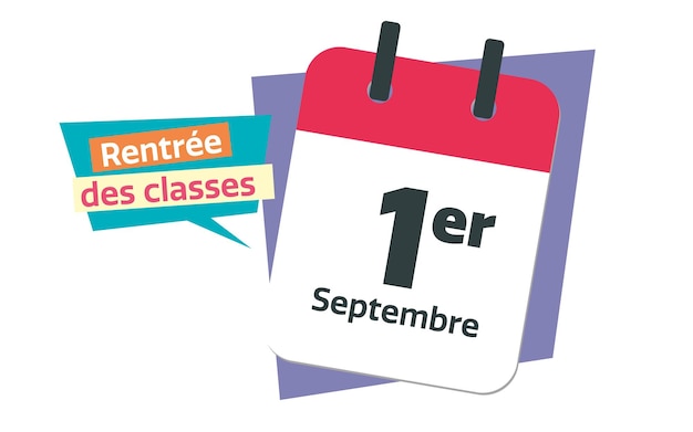 French 1 september calendar back to school day