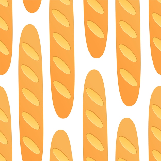 French baguette cartoon seamless pattern