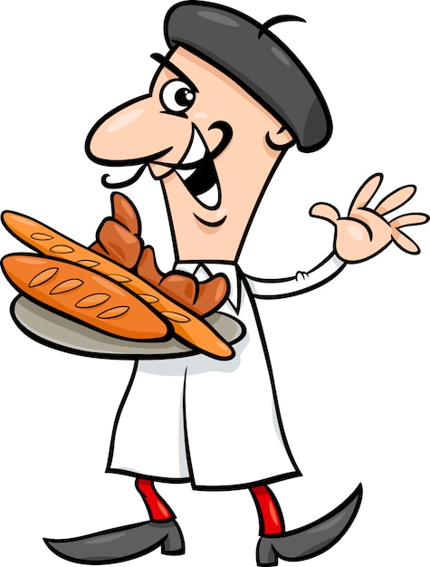 french baker cartoon illustration