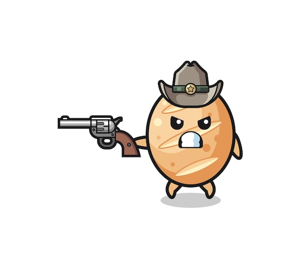 The french bread cowboy shooting with a gun